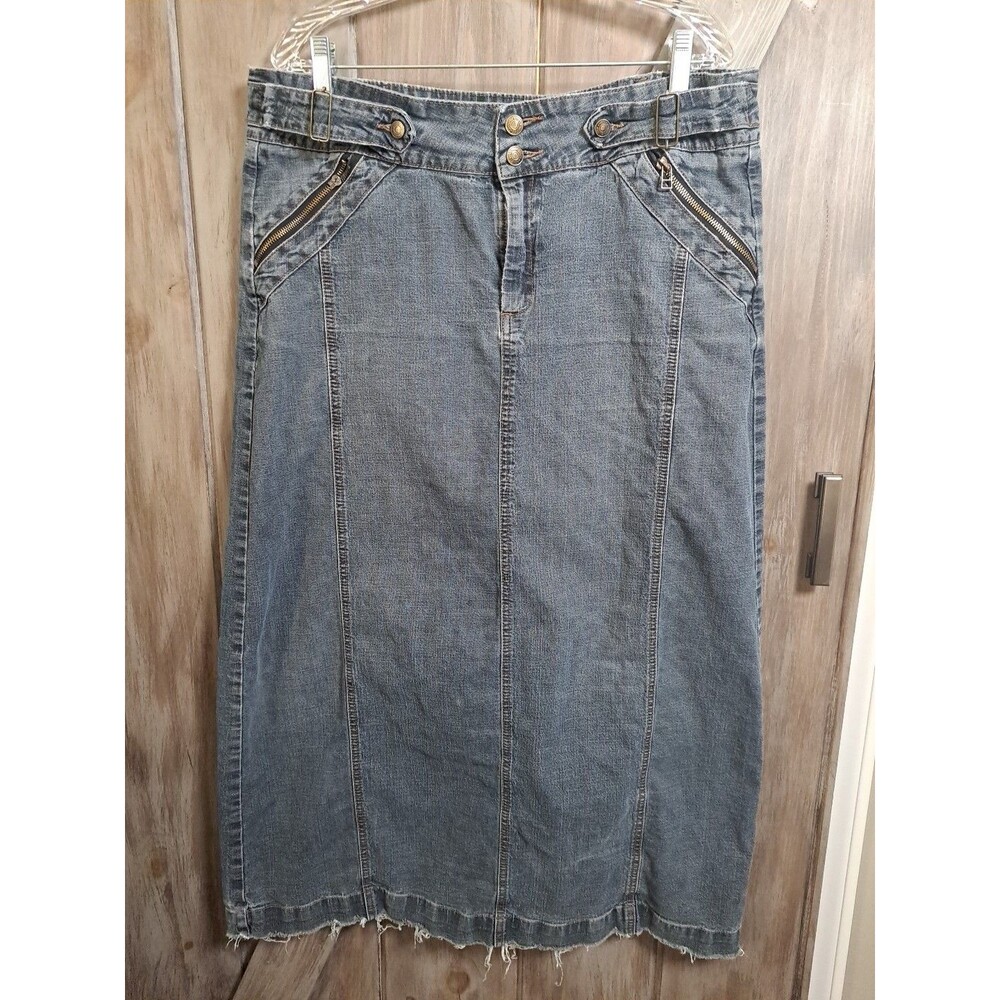 IN LOOK Jeans Long Denim Skirt EU 48 - US 16/18 Grunge Western Rodeo Country